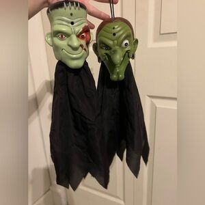 Gemmy Halloween Hanging Witch And Frankenstein Talking Animated Decor